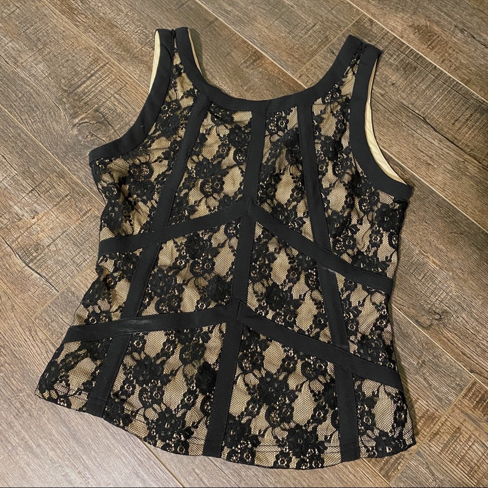 Windsor Crop Black Lace Bodice Size Medium Womens Tank Top Sexy Edgy New Tags